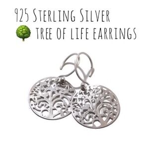 Silver Round Filigree Tree Of Life/Wisdom Dangle Drop Earrings